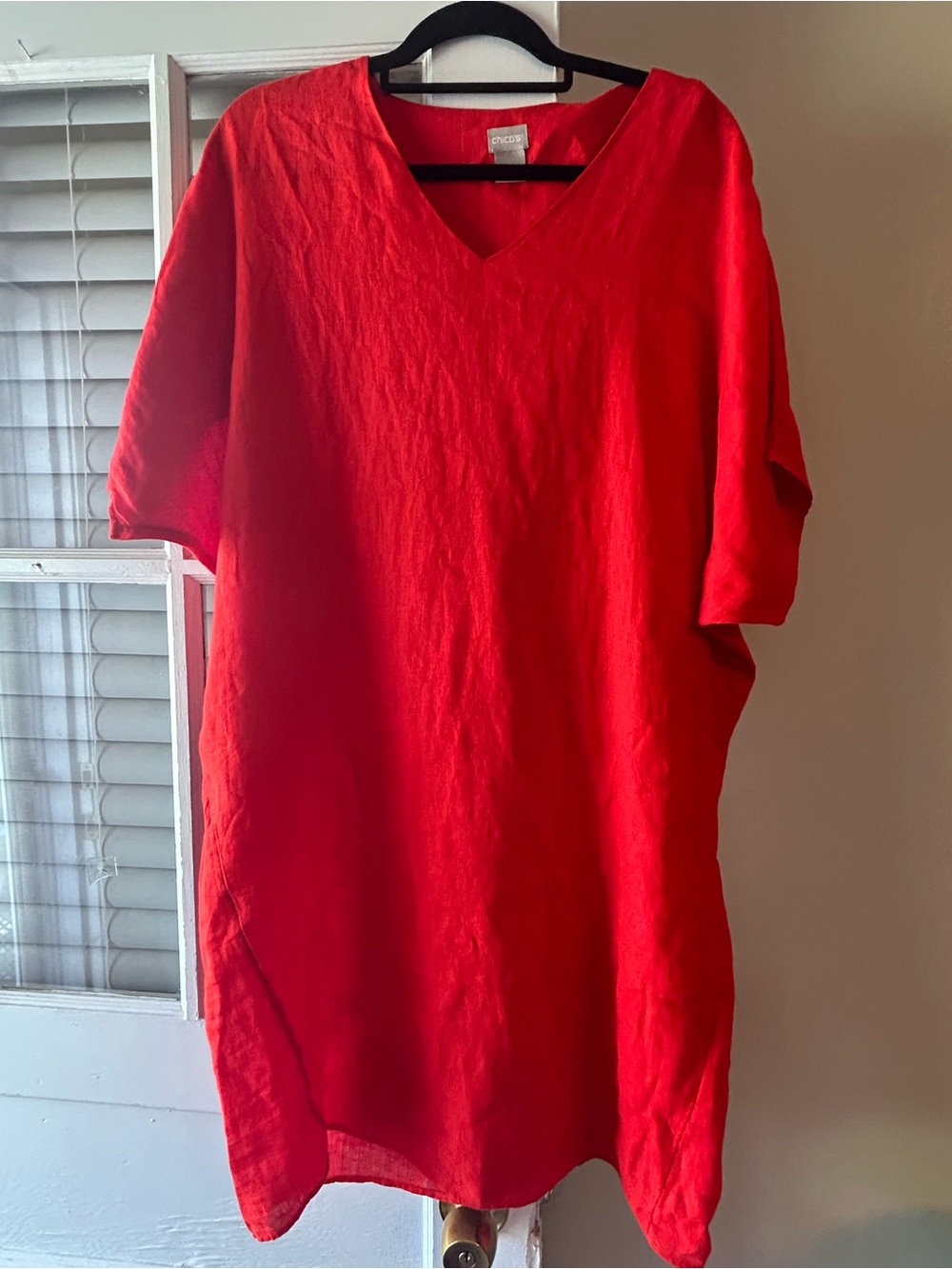 Chico's Vibrant Red V-Neck Midi Dress